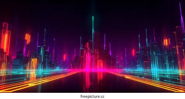 Neon Cityscape Futuristic Illustration