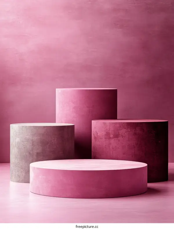 Pink Display Cylinders Product Showcase