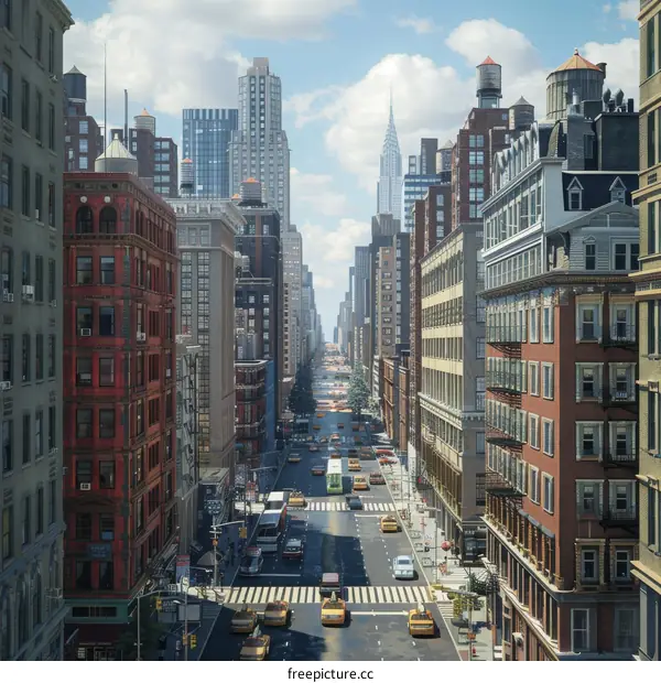 New York City Street View Illustration