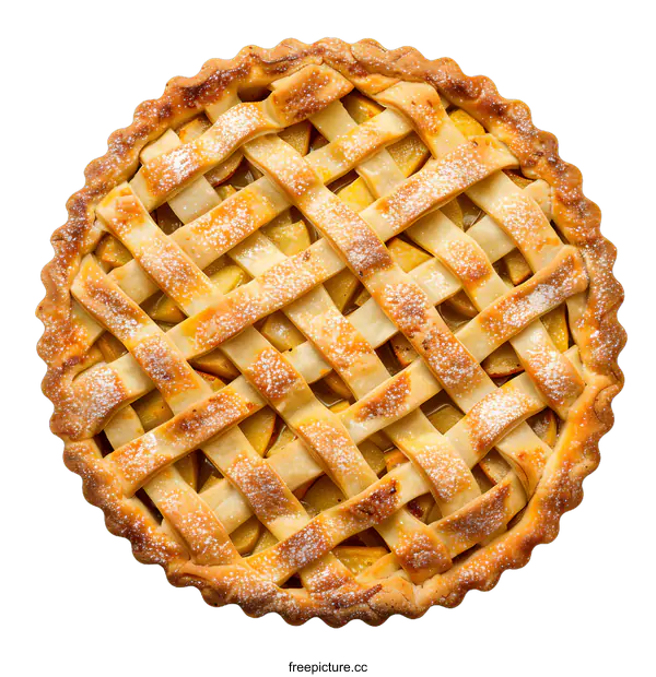 [Transparent Background PNG]Homemade apple pie isolated on white background. Top view.