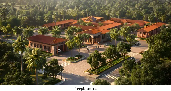 Courtyard of a Spanish style hotel