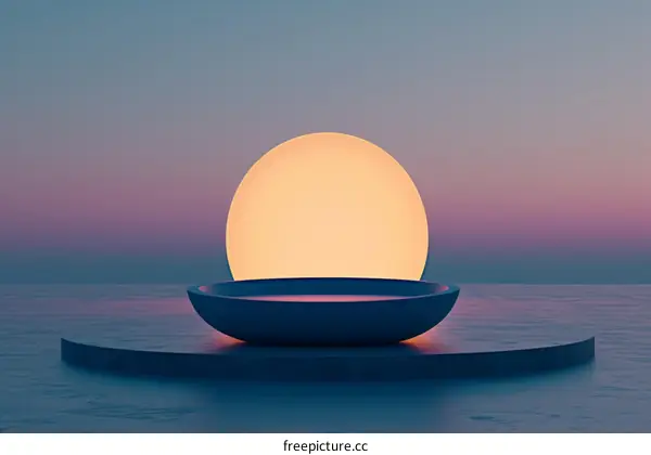 Abstract Art - Blue Podium with Futuristic Sphere