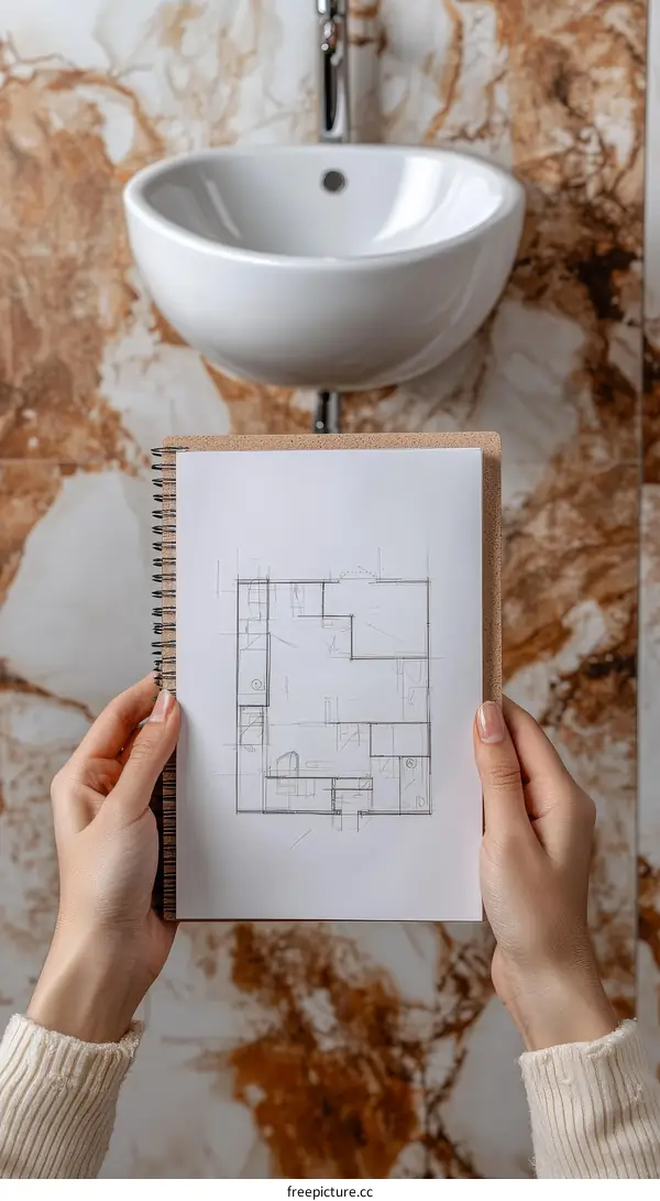 Interior Design Plan in Hands of a Woman