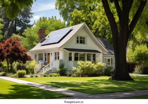 Modern Suburban Home with Solar Panels