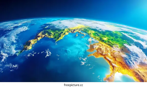 Global View of European and Asian Continents