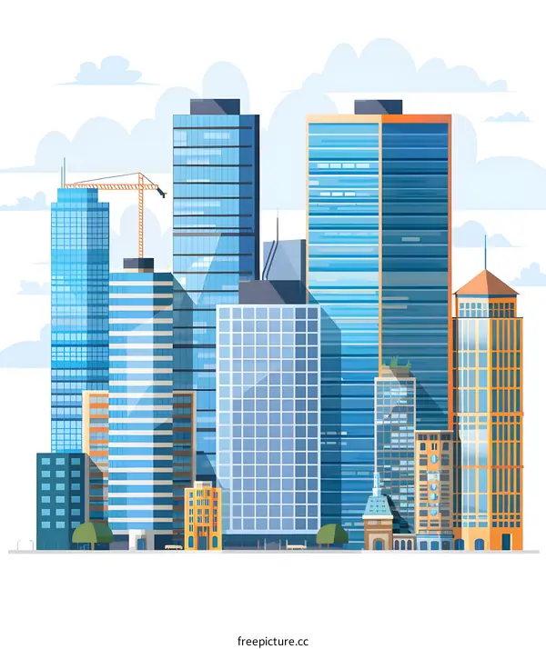 Cityscape Skyline Illustration With Modern Buildings