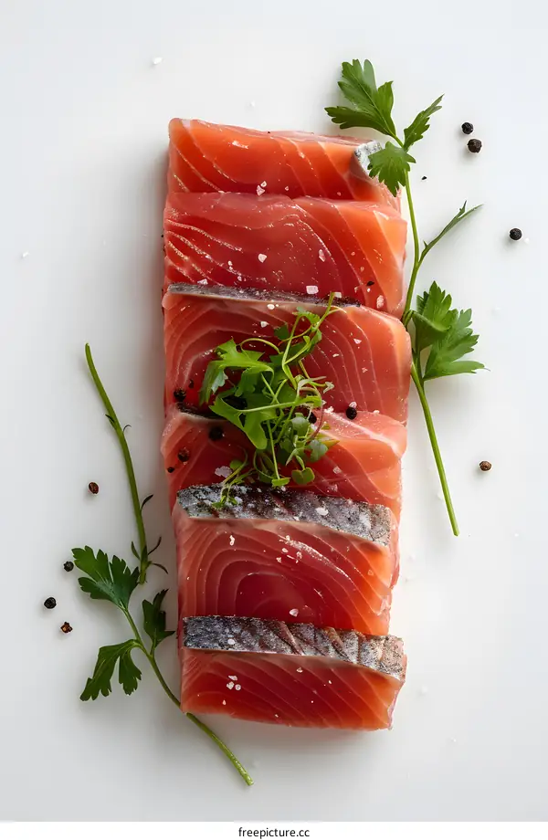 Fresh salmon fillet with herbs and spices