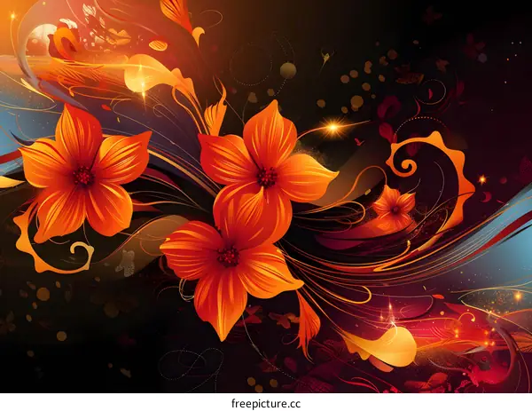 Orange Flowers Digital Art