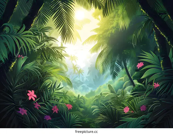 A lush tropical rainforest