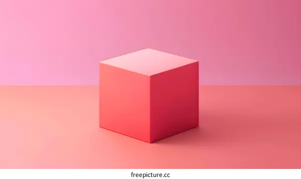 Pink and Red Cube on a Pink Background