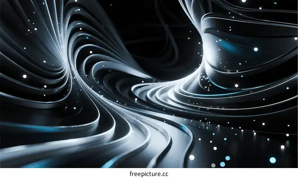Abstract Digital Waves and Curves in Dark Background