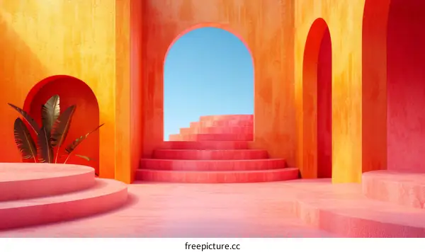 Colorful Architectural Interior Design Illustration