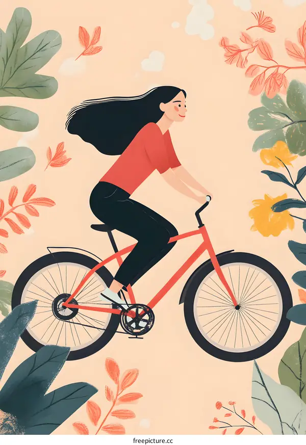Woman riding a bike in the summer