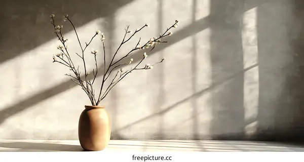 Elegant Vase with Blossoms in Sunlight