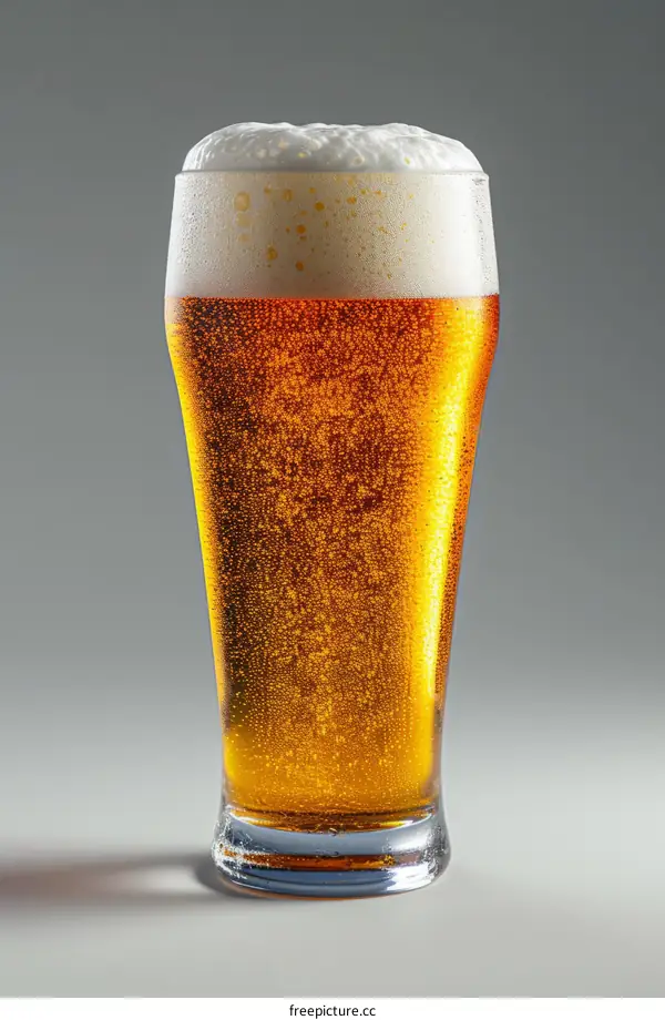 A Glass of Beer with a Frothy Head