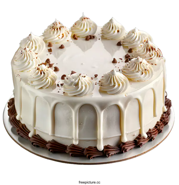 [Transparent Background PNG]White Chocolate Drip Cake with Chocolate Chips