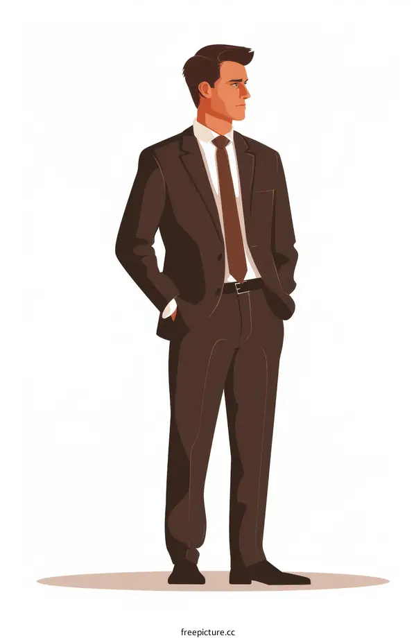 Businessman in suit standing with hands in pockets