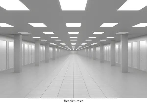 White Corridor With Doors and Lights