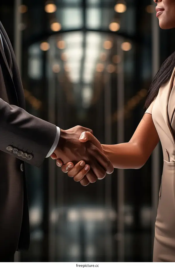 Black Business Professionals Shaking Hands in Office
