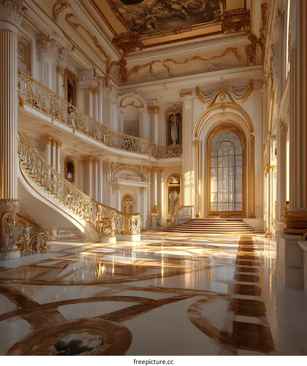 Grand Staircase In a Luxurious Palace