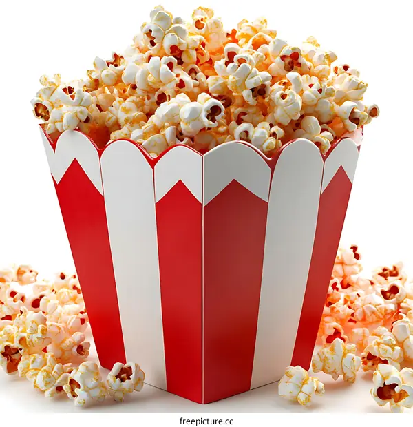 Popcorn in a Red and White Striped Box