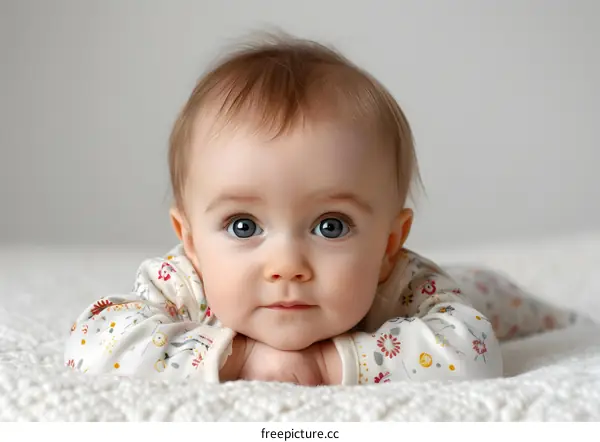 Baby Girl Lying on Stomach