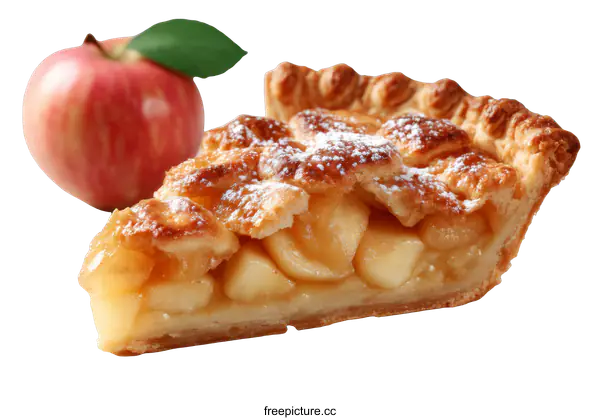 [Transparent Background PNG]Delicious Apple Pie Slice Close-Up