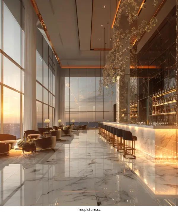 Luxury Rooftop Lounge Bar Interior Design