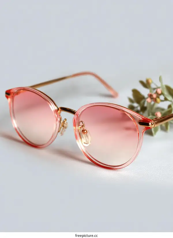 Stylish Pink Gradient Sunglasses Close-up