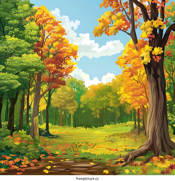 Autumn Forest Landscape Illustration