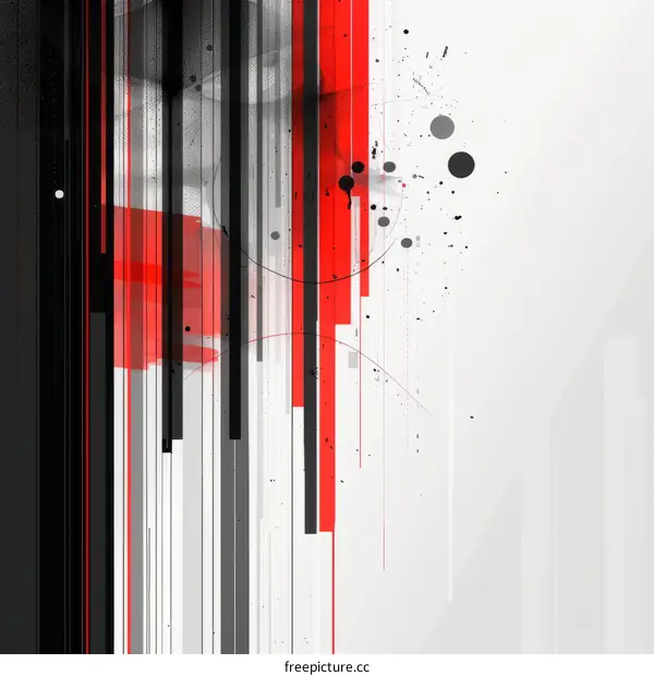 Illustration of a face in red and black stripes