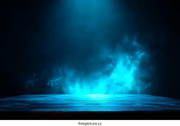 Abstract Blue Light Effect on Wooden Surface