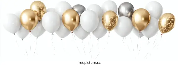 Celebration Balloons in Gold White and Silver