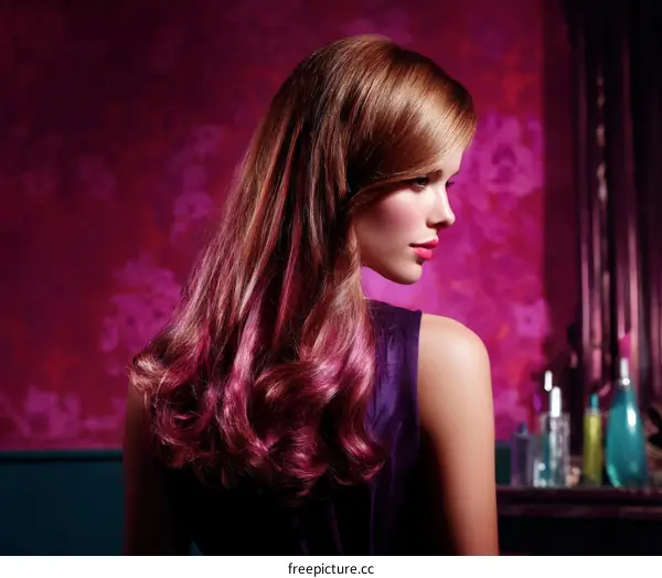 Fashionable Woman with Vibrant Hair Color