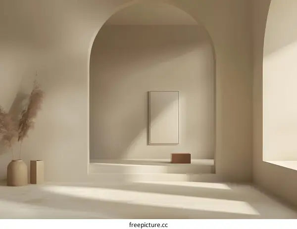 Minimalist Interior Design With Archway And Sunbeams