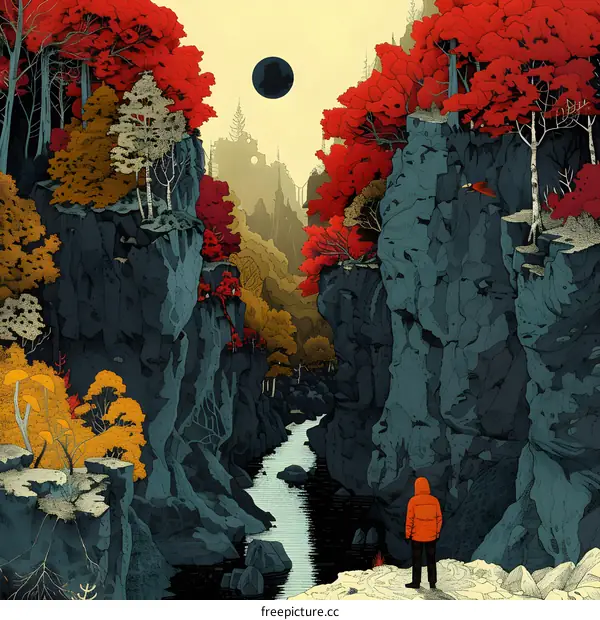 The Canyon Landscape With One Person