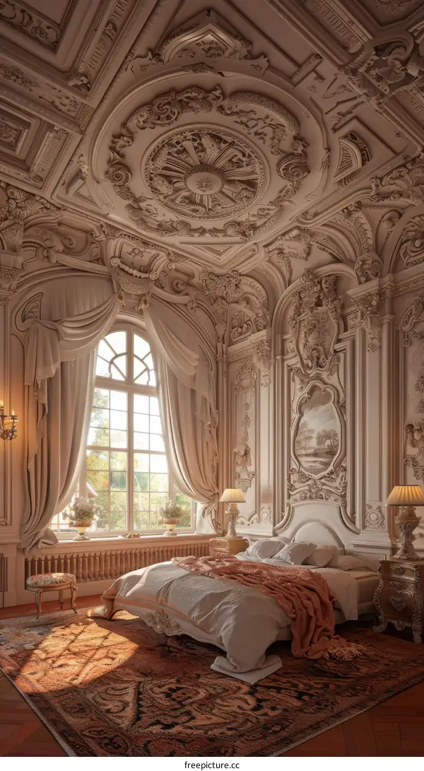 Elegant Vintage Bedroom Interior Design Illustration