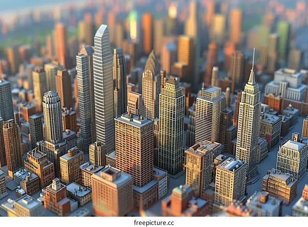 Abstract Cityscape Illustration with Modern Skyscrapers