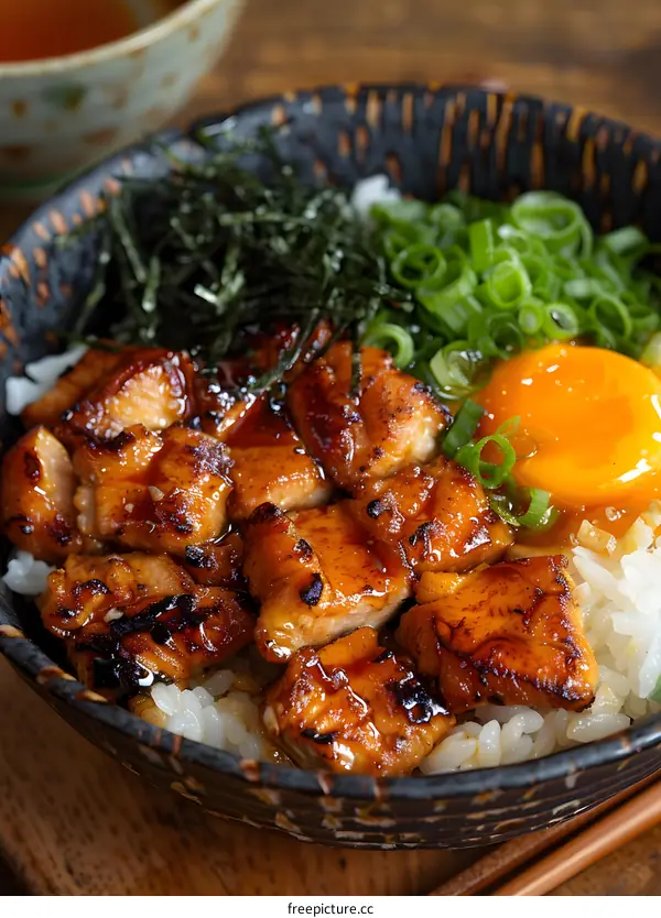 Close Up of Japanese Unagi Donburi, Eel and Rice Bowl