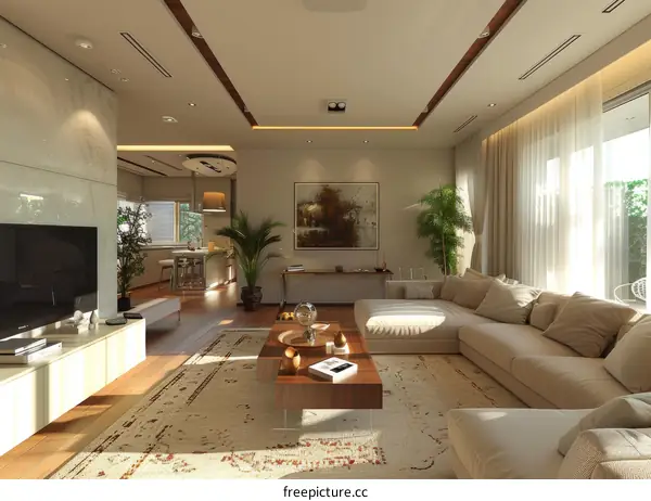 Airy Living Room With Lots of Plants and Neutral Colors