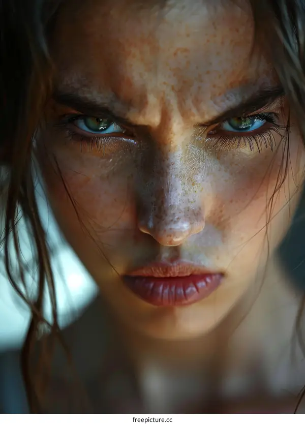 Close-up Portrait of a Woman with Intense Eyes