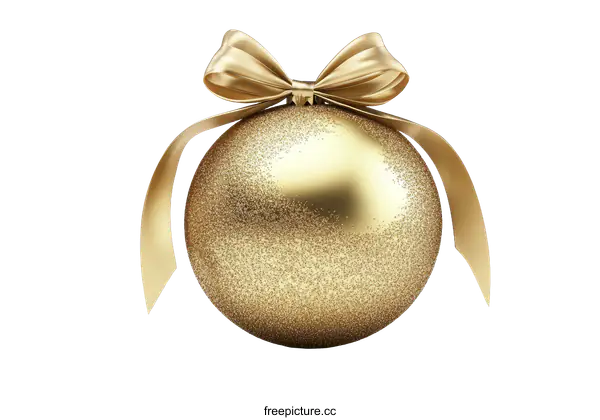[Transparent Background PNG]Golden Christmas Ornament with Ribbon