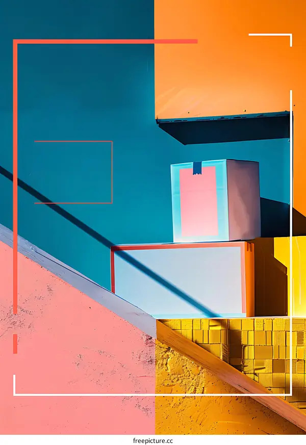 Colorful Abstract Geometric Shapes with Textured Surfaces