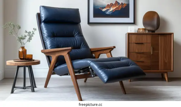 Modern Recliner Chair and Side Table Set in Living Room