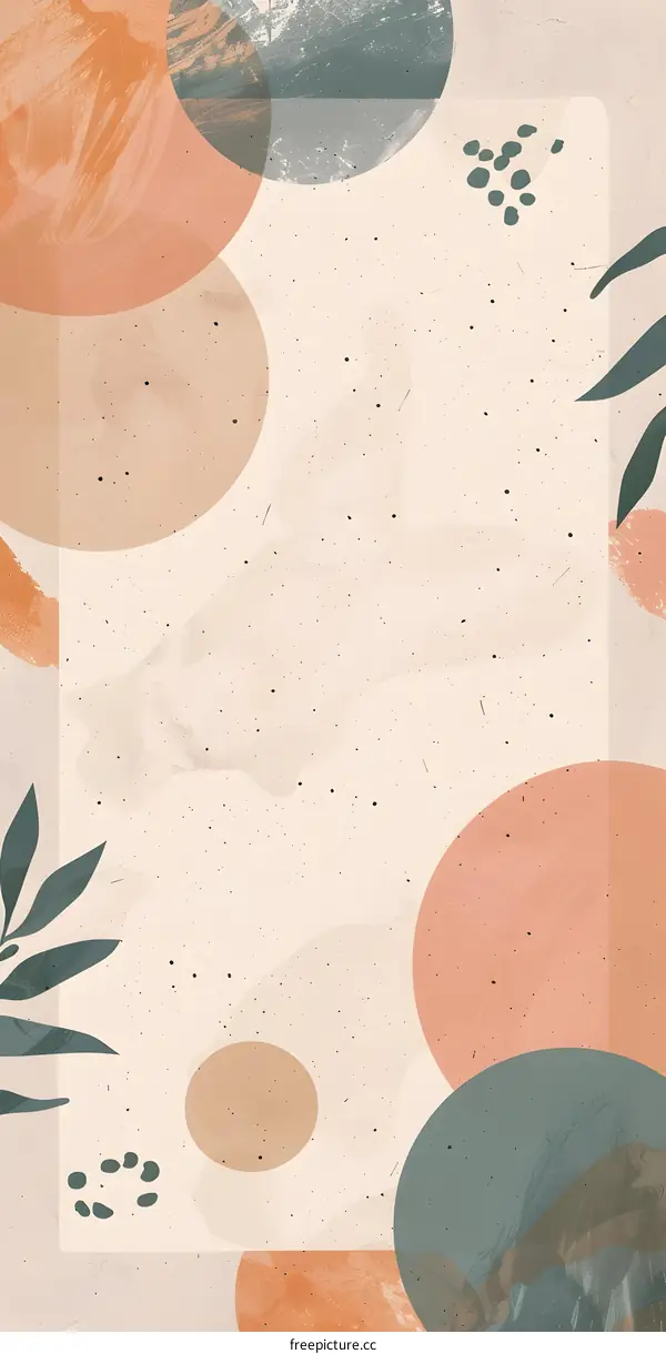 Abstract Art with Circles, Leaves and Dots