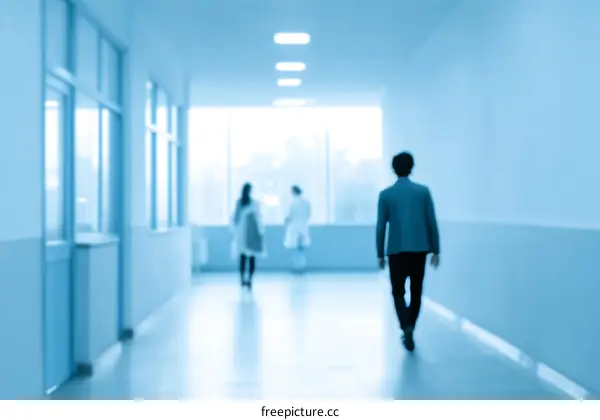 Blurred Hospital Corridor with People