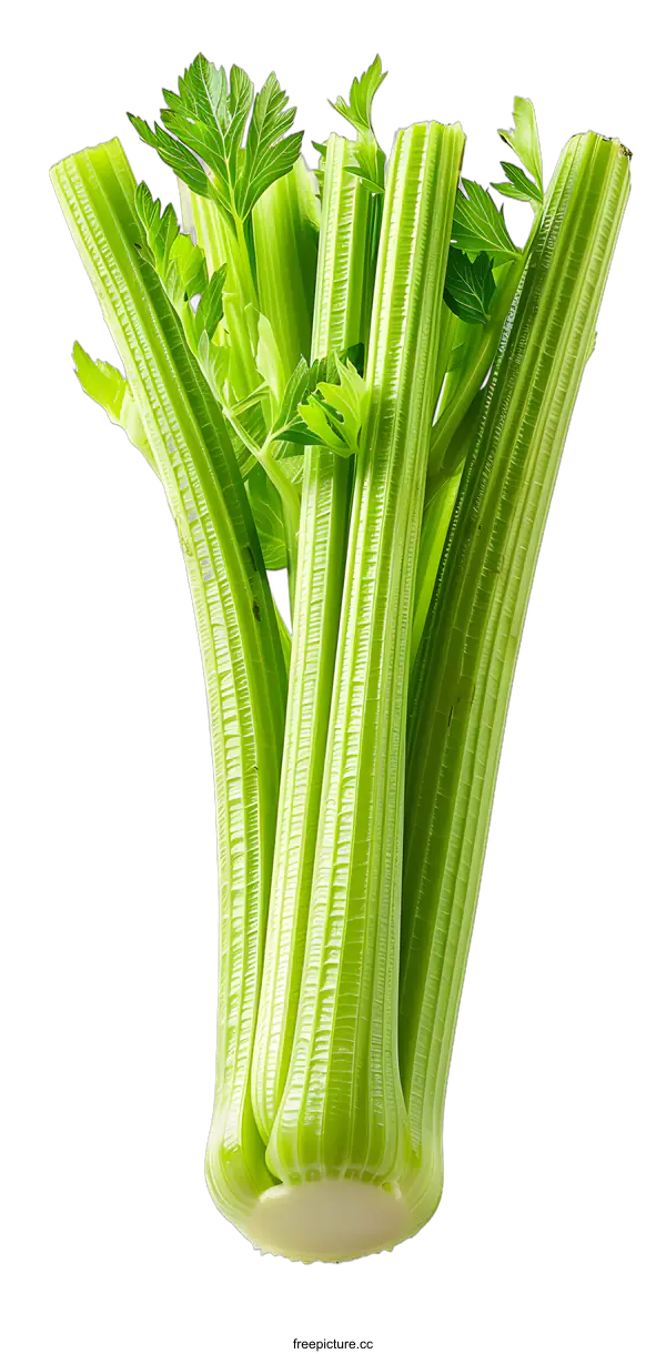 [Transparent Background PNG]Fresh Green Celery Stalks on White Background