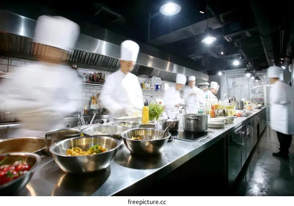 Busy Chefs in a Modern Kitchen