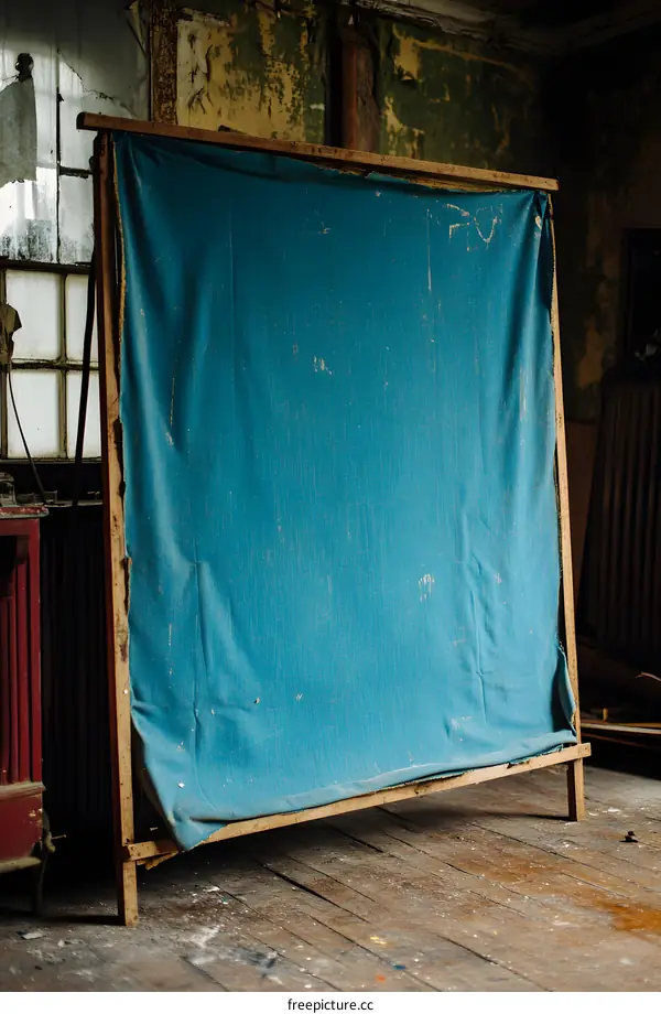 Blue Backdrop in Abandoned Building