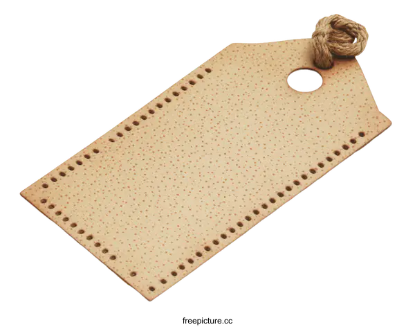 [Transparent Background PNG]Beige Leather Tag with Rope